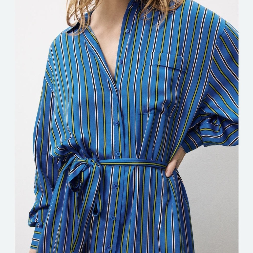 FRNCH Blue and Yellow Striped Dress - Picture 8 of 8